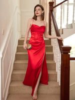 Desaree one shoulder satin dress red Express