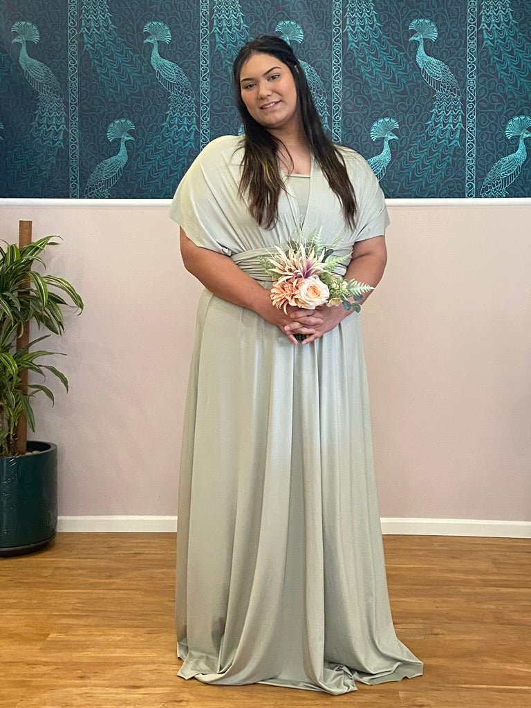 Pistachio Infinity bridesmaid dress Express NZ wide - Bay Bridal and Ball Gowns