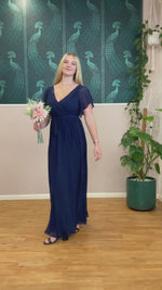 Tia split sleeve full length chiffon bridesmaid dress