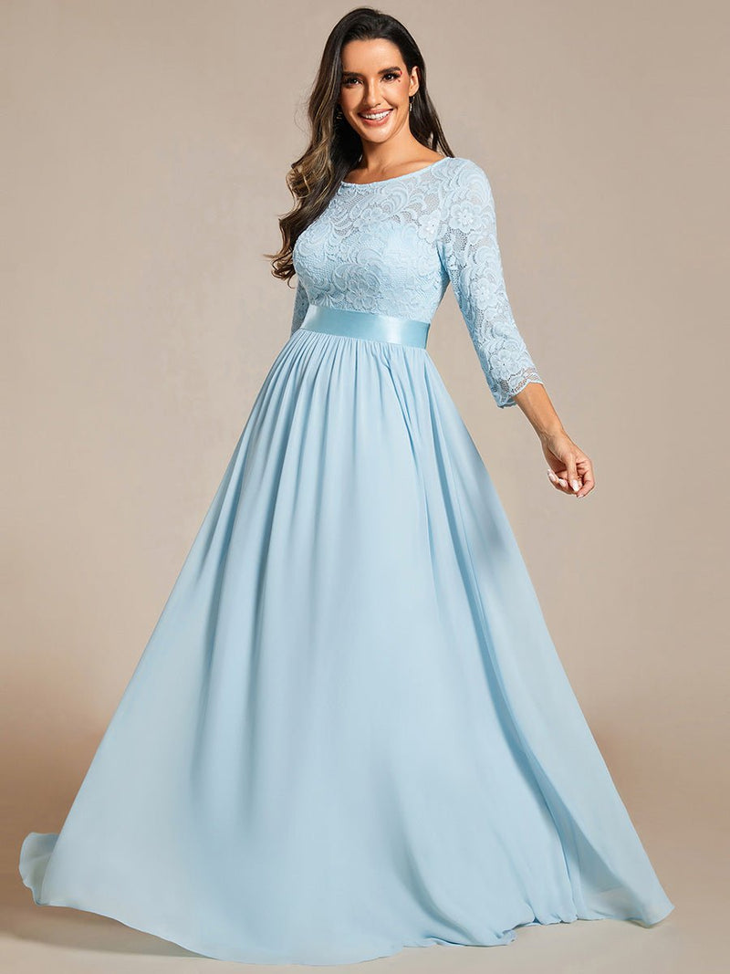 Pricilla lace and chiffon sleeved bridesmaid dress - Bay Bridal and Ball Gowns