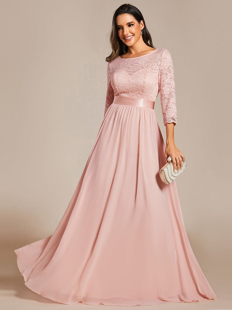 Pricilla lace and chiffon sleeved bridesmaid dress - Bay Bridal and Ball Gowns