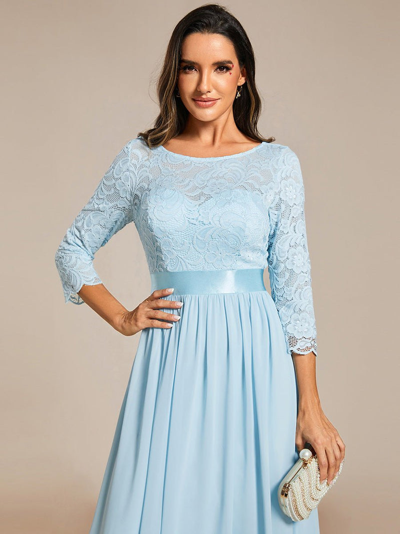 Pricilla lace and chiffon sleeved bridesmaid dress - Bay Bridal and Ball Gowns