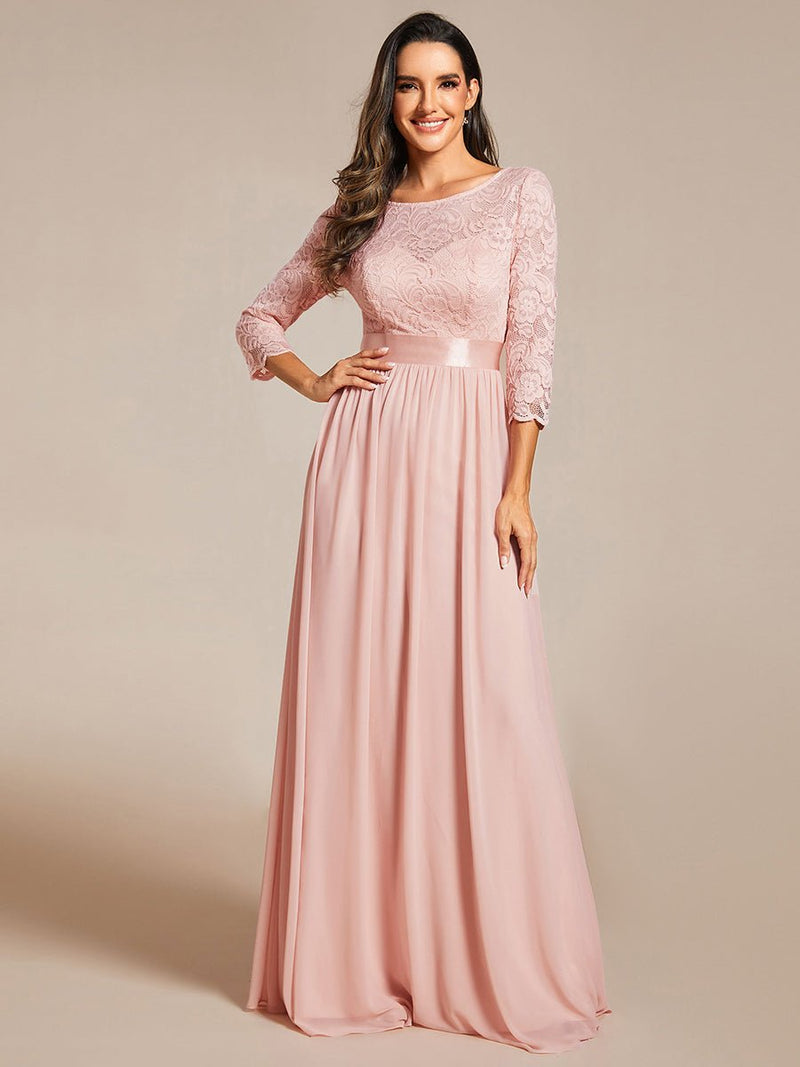 Pricilla lace and chiffon sleeved bridesmaid dress - Bay Bridal and Ball Gowns