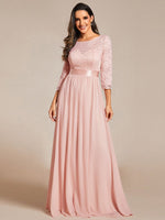 Pricilla lace and chiffon sleeved bridesmaid dress - Bay Bridal and Ball Gowns