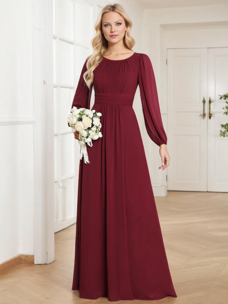 Rachel plus size boat neck gown in burgundy s26 Express NZ wide - Bay Bridal and Ball Gowns