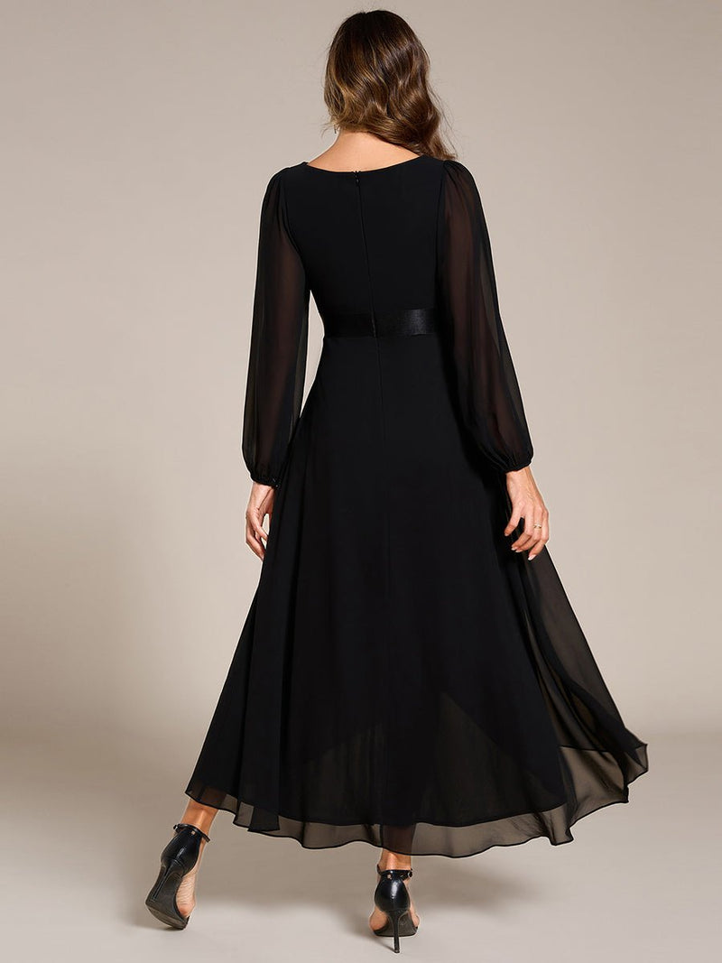 Romany Black Plus Size Evening High Low gown with Sleeves Express NZ Wide - Bay Bridal and Ball Gowns