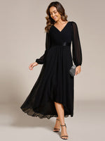 Romany Black Plus Size Evening High Low gown with Sleeves Express NZ Wide - Bay Bridal and Ball Gowns