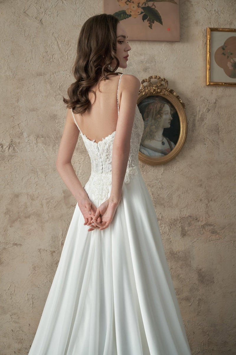 Roslyn ivory beaded lace and chiffon wedding gown s 12 - 14 Express NZ wide - Bay Bridal and Ball Gowns