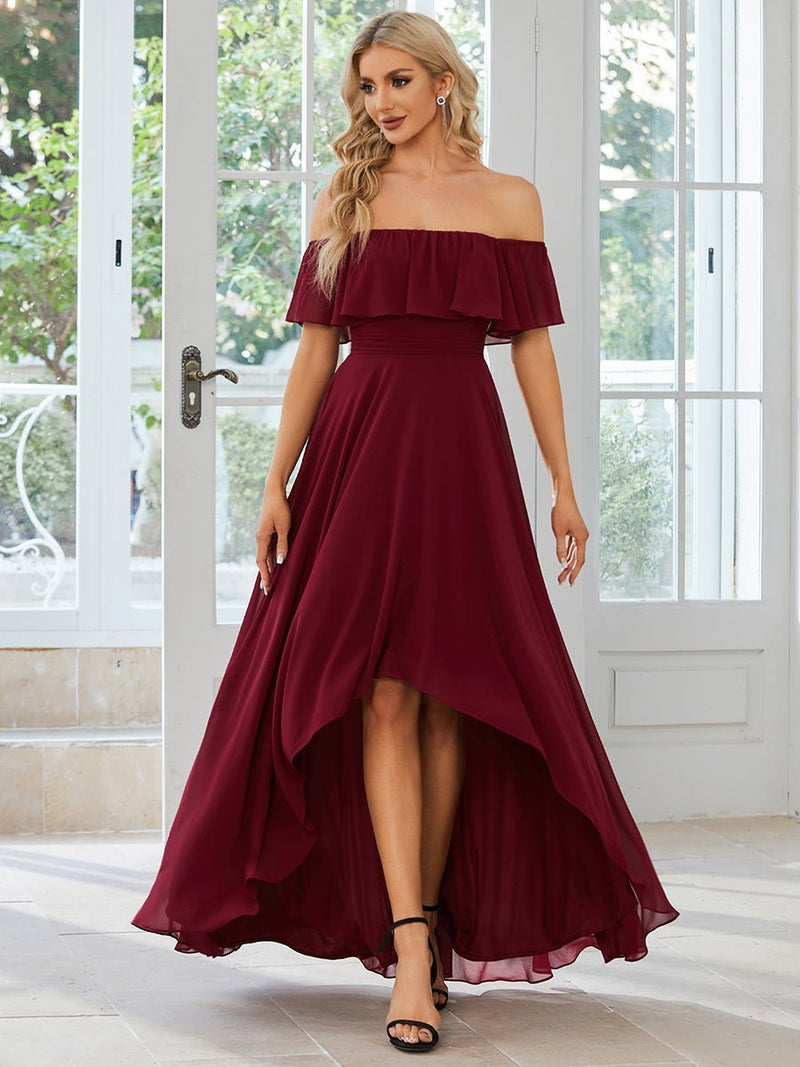 Ryley burgundy versatile off shoulder bridesmaid dress s8 Express NZ wide - Bay Bridal and Ball Gowns