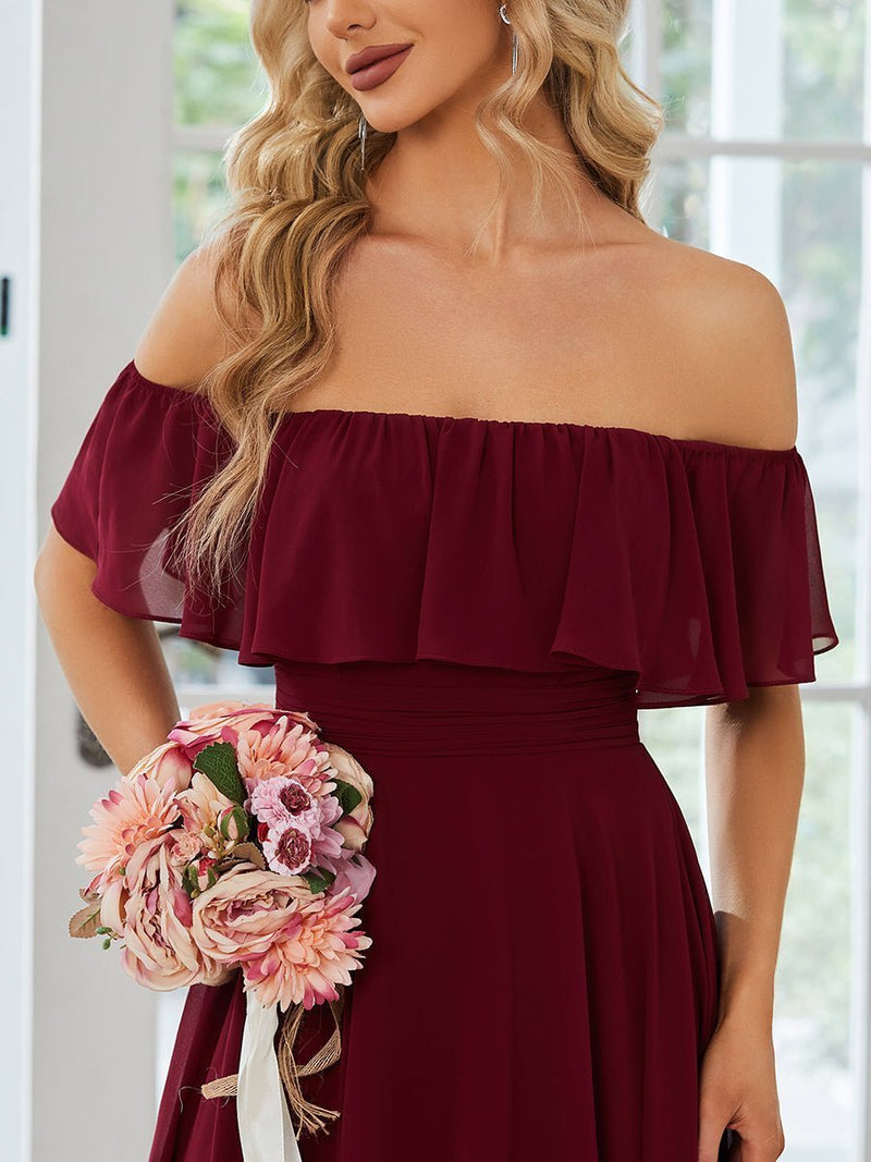 Ryley burgundy versatile off shoulder bridesmaid dress s8 Express NZ wide - Bay Bridal and Ball Gowns