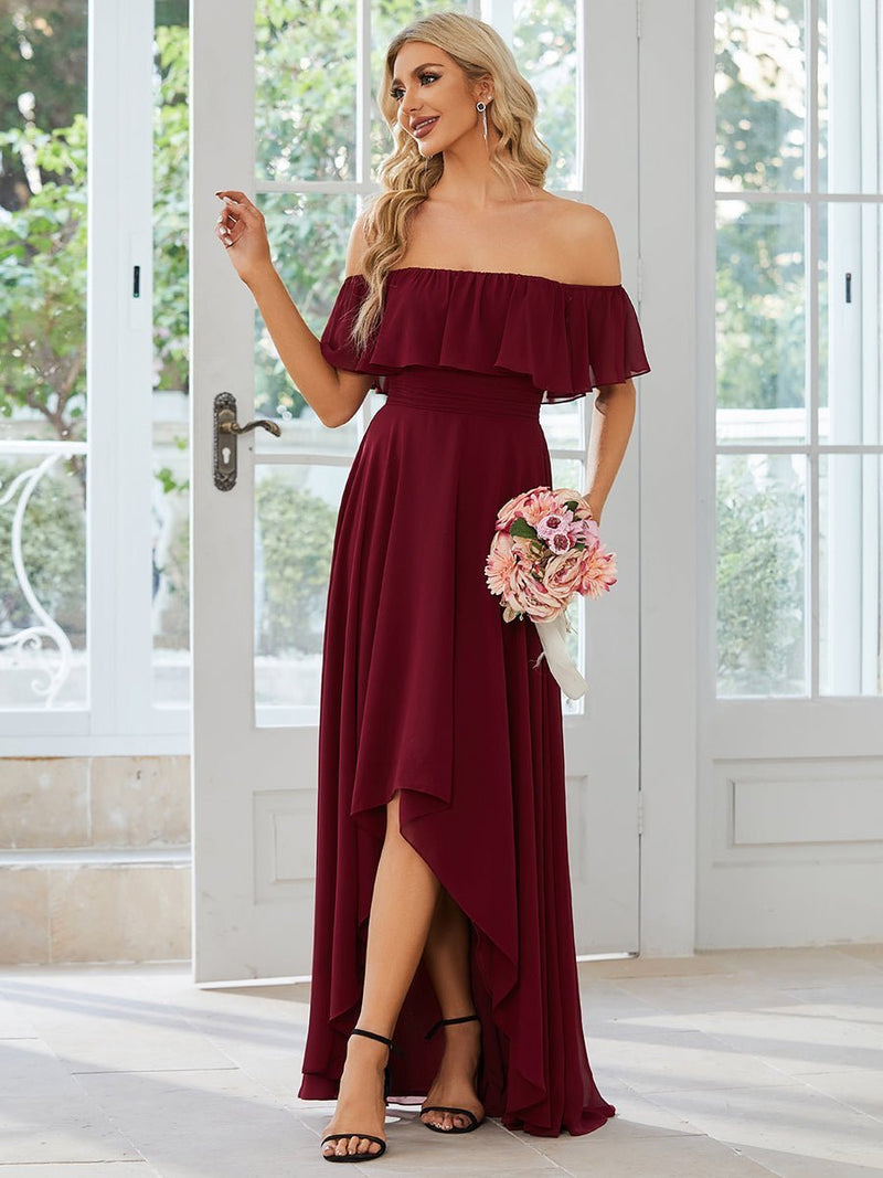 Ryley burgundy versatile off shoulder bridesmaid dress s8 Express NZ wide - Bay Bridal and Ball Gowns