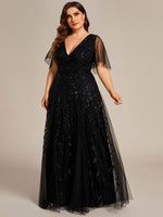 Sally black sequin and tulleevening dress with sleeve s22 Express NZ wide - Bay Bridal and Ball Gowns