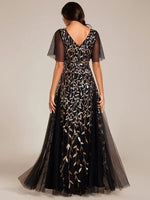 Sally sequin and tulle ball or evening dress with flutter sleeve - Bay Bridal and Ball Gowns