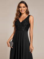 Samanda black sequin/chiffon evening dress Express NZ Wide - Bay Bridal and Ball Gowns