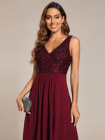 Samanda burgundy sequin chiffon evening dress Express NZ Wide - Bay Bridal and Ball Gowns