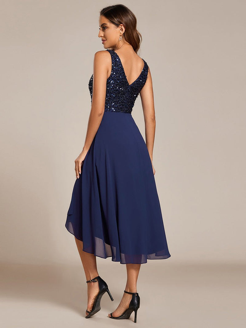 Samanda navy sequin chiffon evening dress Express NZ Wide - Bay Bridal and Ball Gowns