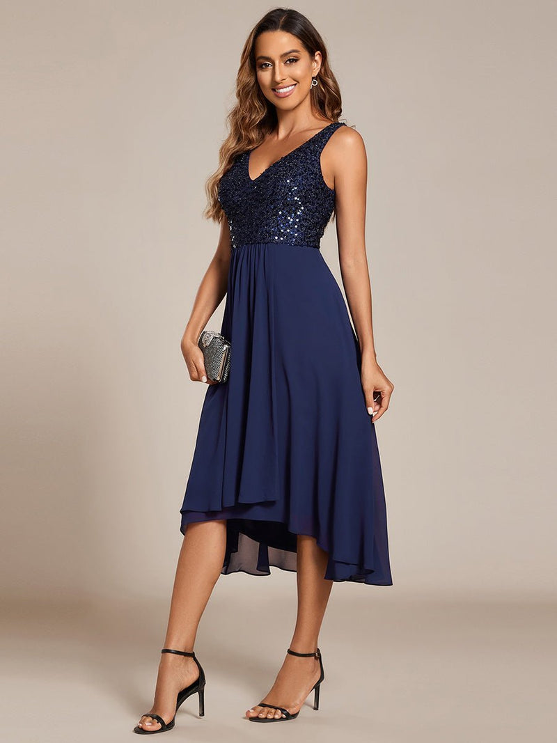 Samanda navy sequin chiffon evening dress Express NZ Wide - Bay Bridal and Ball Gowns