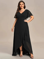 Sharana sleeved hi low black dress in chiffon s18 Express NZ wide - Bay Bridal and Ball Gowns