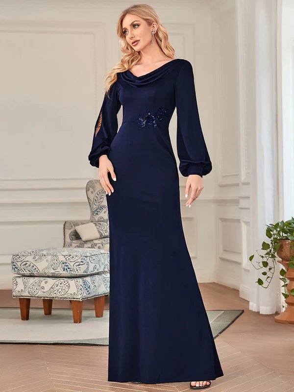 Simone mother of the bride navy dress s8 Express NZ wide - Bay Bridal and Ball Gowns