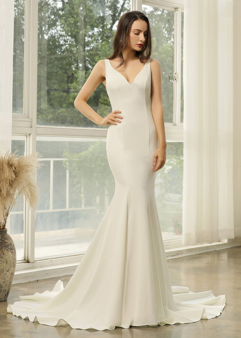 Starlet V - Neck Fit and Flare Ivory Wedding Dress Size 10 - 12 COMING SOON - Bay Bridal and Ball Gowns