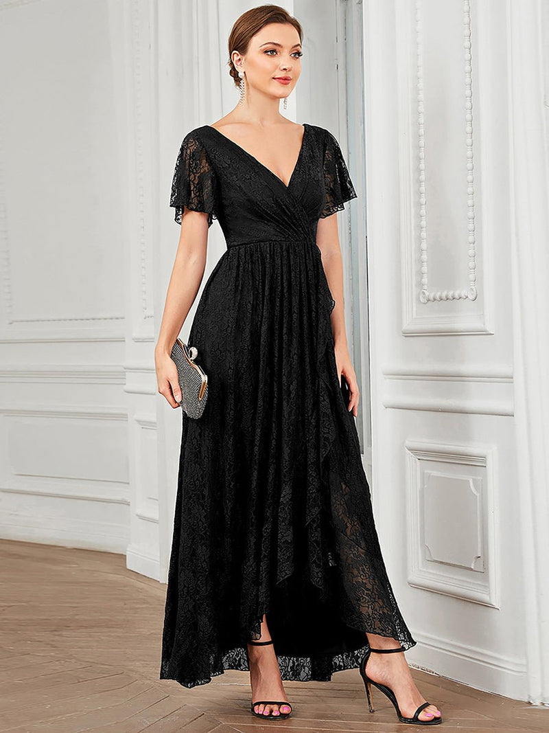 Steph mother of the bride/groom High Low lace dress - Bay Bridal and Ball Gowns