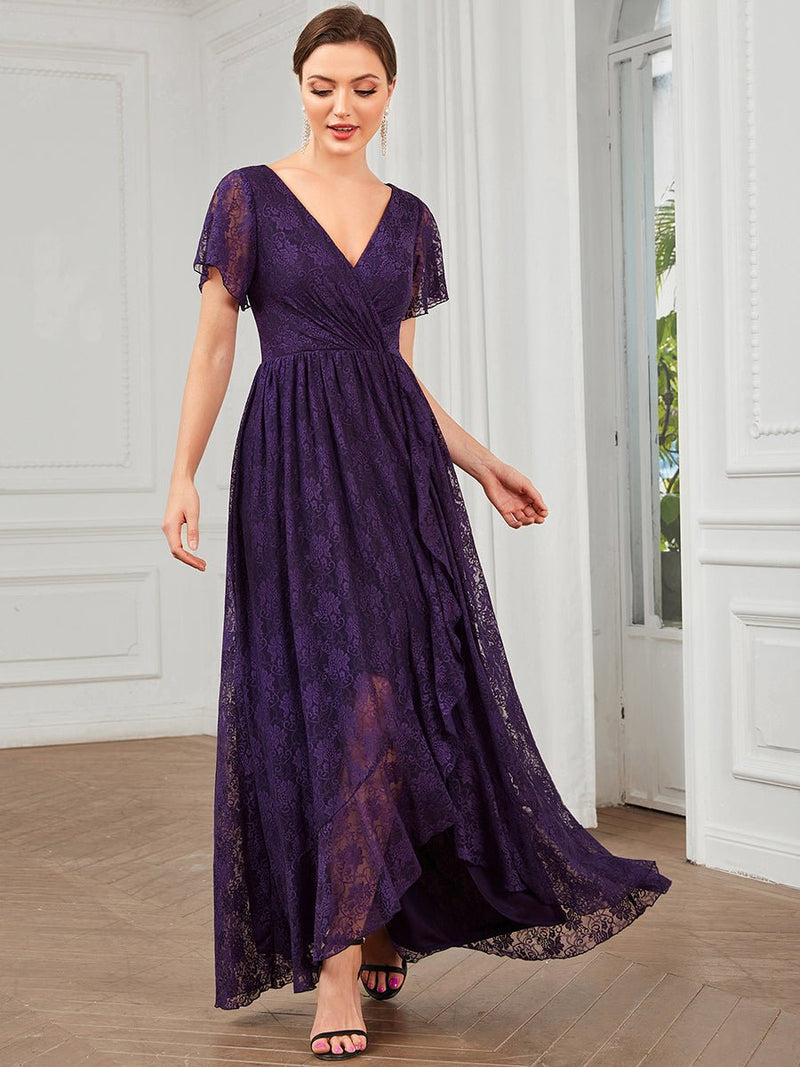 Steph mother of the bride/groom High Low lace dress - Bay Bridal and Ball Gowns