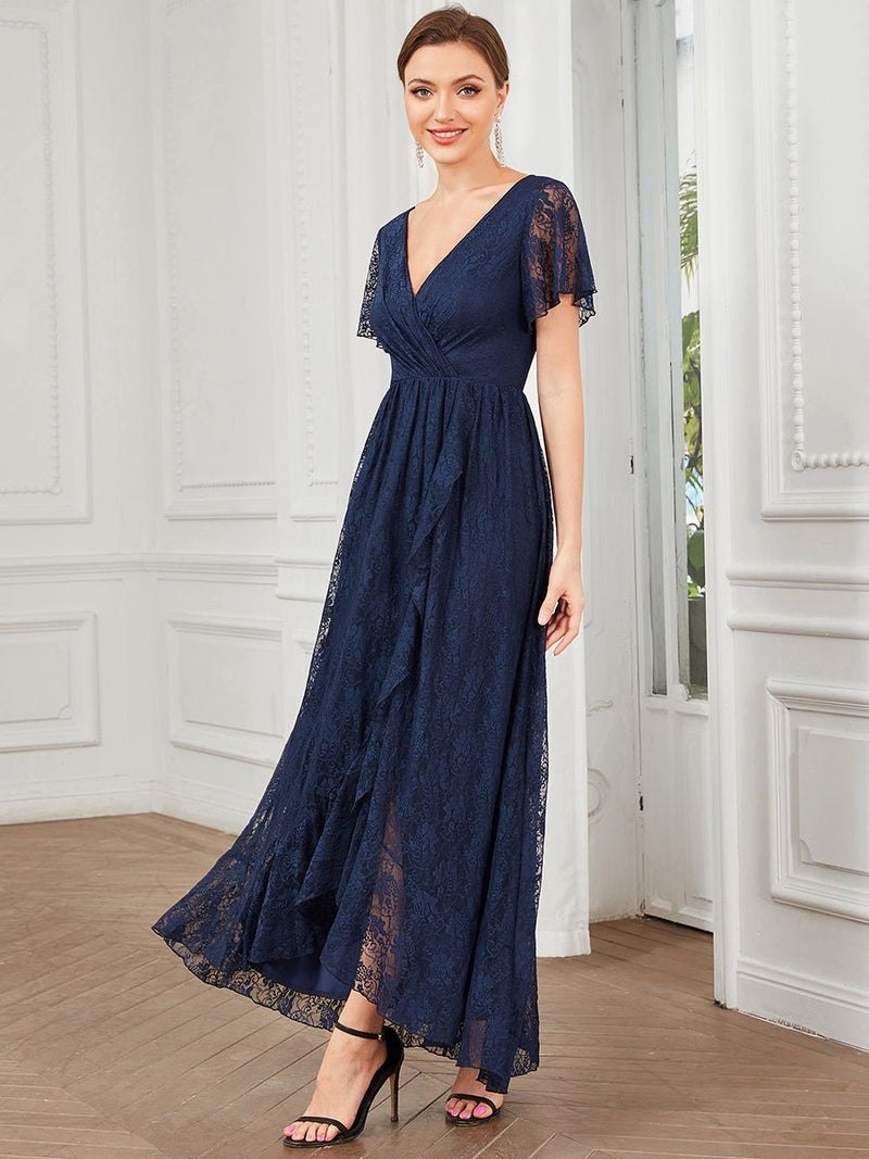 Steph mother of the bride/groom High Low lace dress - Bay Bridal and Ball Gowns