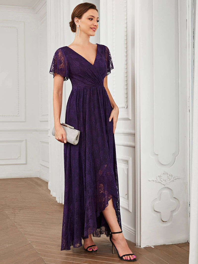 Steph mother of the bride/groom High Low lace dress - Bay Bridal and Ball Gowns