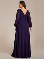 Tabitha long sleeved A - Line chiffon evening gown - Bay Bridal and Ball Gowns