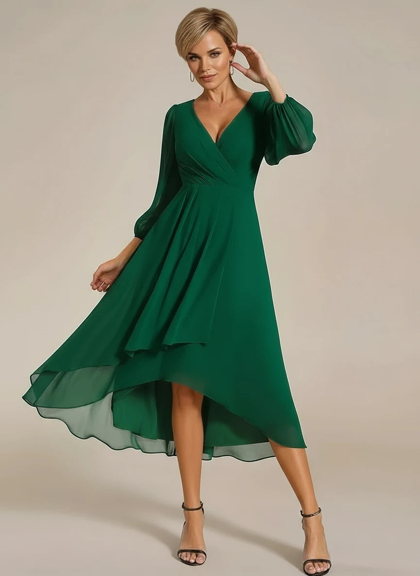 Mother of the bride dress in Emerald green front shot of lady in the dress, Bay Bridal and Ball Gowns