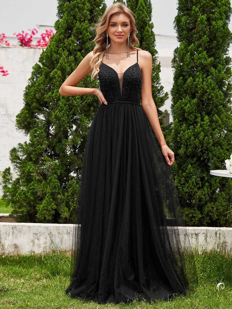 Taree black beaded tulle ball gown - Bay Bridal and Ball Gowns
