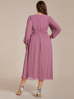 Tari long sleeve chiffon dress s16 dusky rose Express NZ wide - Bay Bridal and Ball Gowns