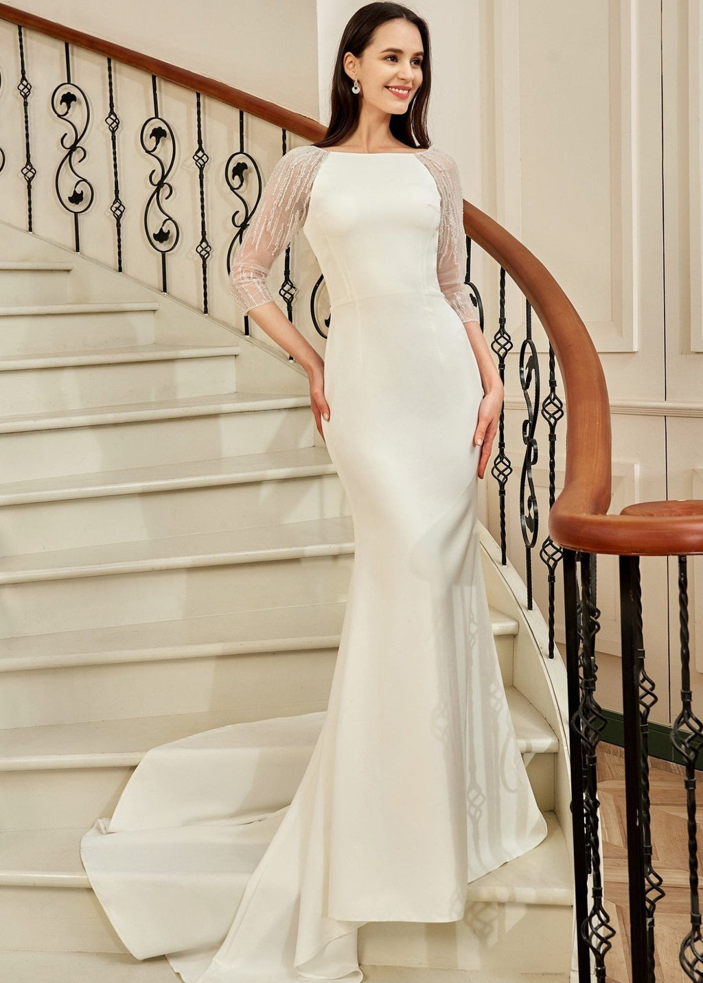 Tarlia Boat Neck Ivory Fitted Wedding Dress Size 10 COMING SOON - Bay Bridal and Ball Gowns