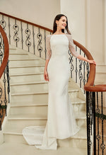 Tarlia Boat Neck Ivory Fitted Wedding Dress Size 10 COMING SOON - Bay Bridal and Ball Gowns