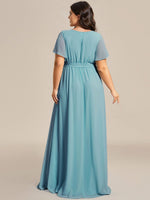 Tia dusky blue split sleeve chiffon bridesmaid dress Express NZ wide - Bay Bridal and Ball Gowns