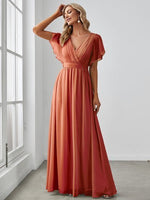 Tia split sleeve bridesmaid dress in burnt orange s12 Express NZ wide - Bay Bridal and Ball Gowns