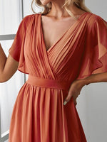 Tia split sleeve bridesmaid dress in burnt orange s12 Express NZ wide - Bay Bridal and Ball Gowns