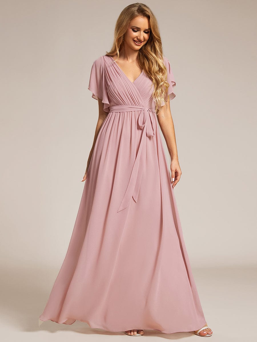 Tia split sleeve Dusty Pink bridesmaid dress s8 Express NZ Wide - Bay Bridal and Ball Gowns