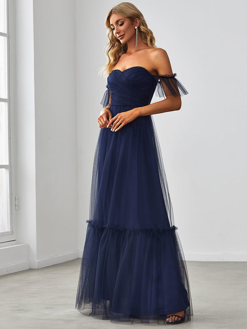 Tilly soft tulle bridesmaid gown in navy size 12 Express NZ wide - Bay Bridal and Ball Gowns