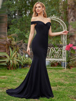 Wednesday off shoulder ball dress with split - Bay Bridal and Ball Gowns
