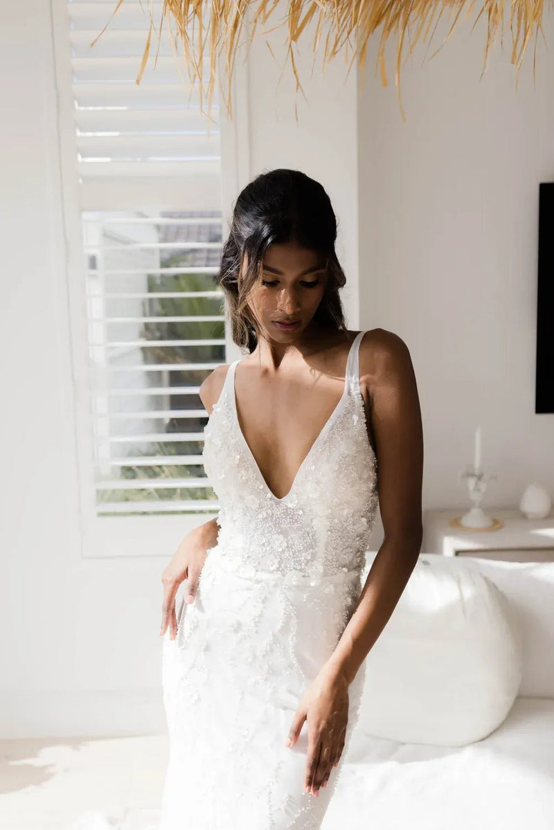 winter wedding dresses nz Willow and gown WW22862 size 6 backorder-enabled Long Cool Woman in Color:Nautical Stripe