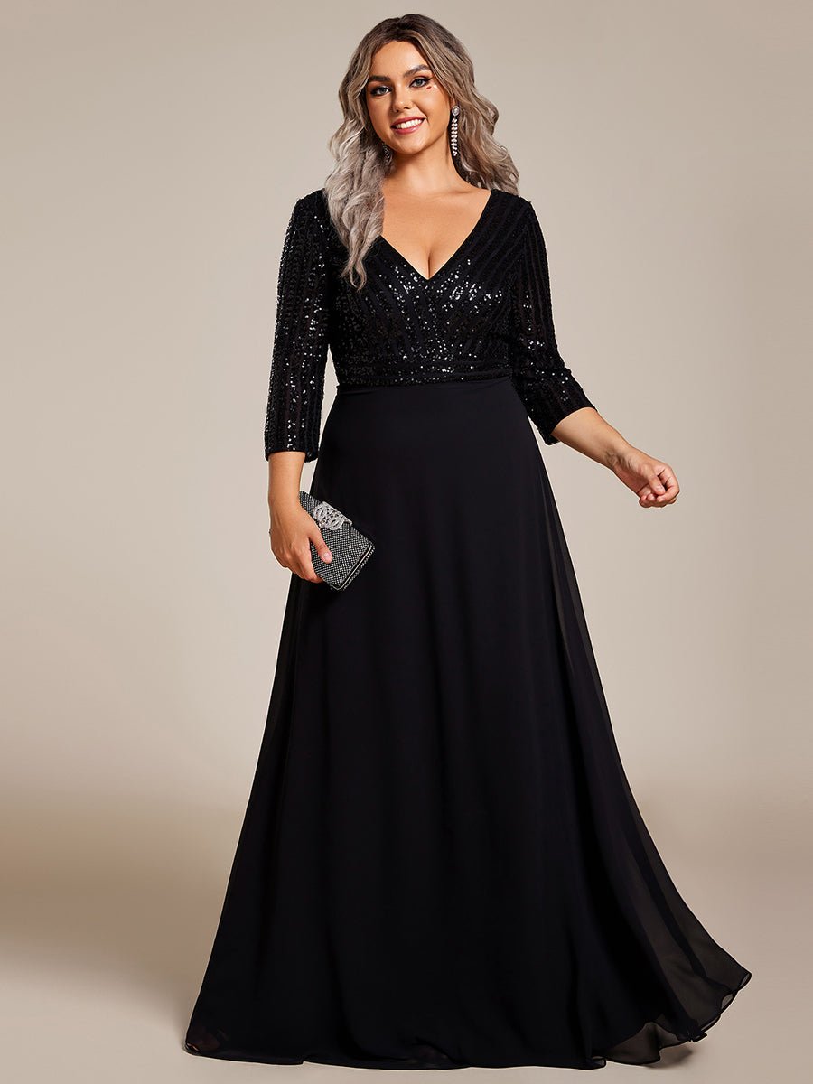 Yara black chiffon and sequin evening ball dress Express NZ Wide - Bay Bridal and Ball Gowns