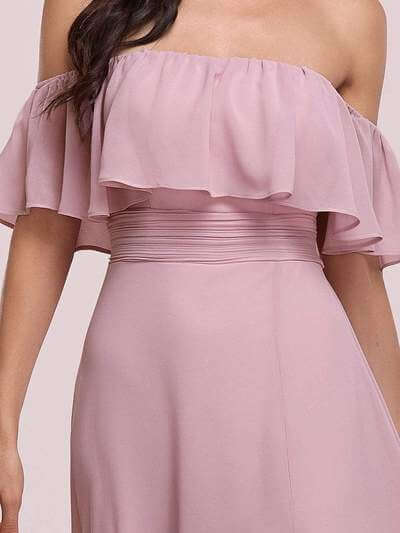 Angelina off shoulder bridesmaid dress with split in lighter colors - Bay Bridesmaid