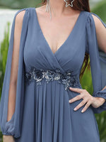 Cindy sleeved ball or evening dress in chiffon - Bay Bridesmaid