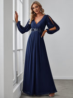 Cindy sleeved ball or evening dress in chiffon - Bay Bridal and Ball Gowns