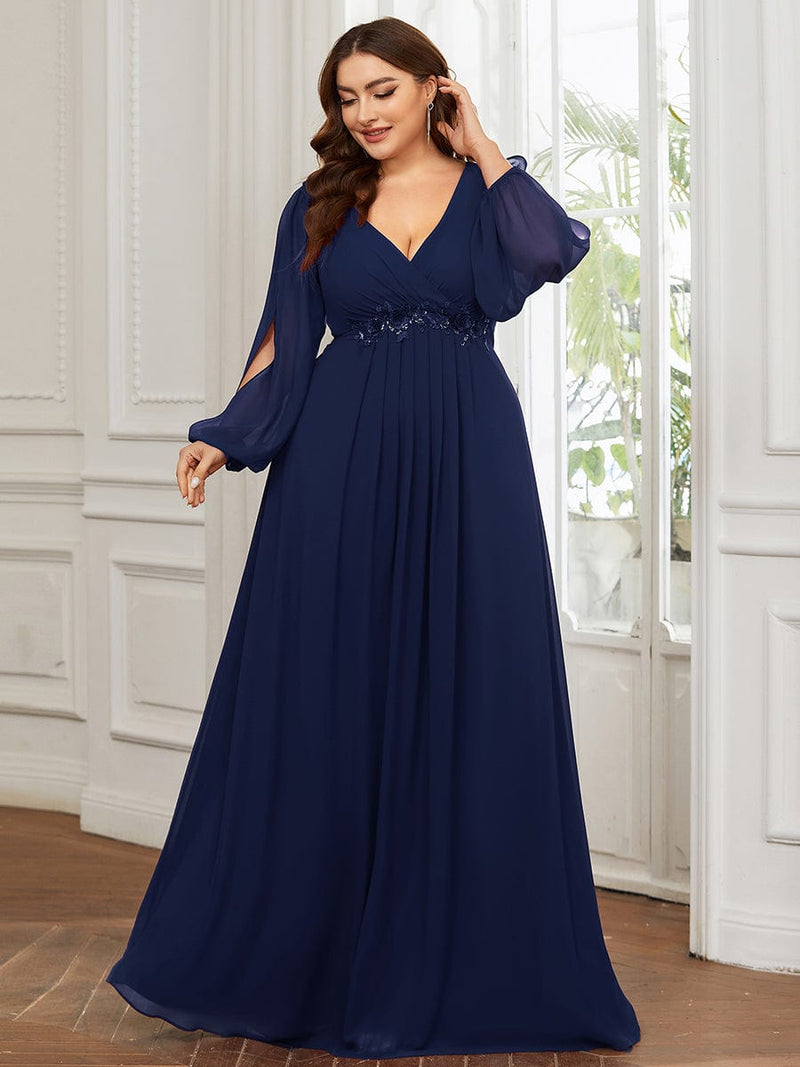 Cindy sleeved ball or evening dress in chiffon - Bay Bridal and Ball Gowns