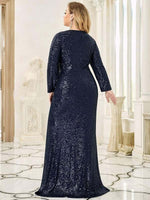 Elvira long sleeve dress with split in full sequin - Bay Bridal and Ball Gowns