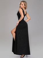 Jamie sparkling evening ball dress with side split and glitter - Bay Bridesmaid