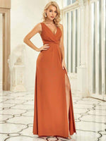 Jamie sparkling evening ball dress with side split and glitter - Bay Bridesmaid