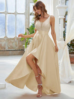 Jill decorated satin high low ball dress - Bay Bridal and Ball Gowns